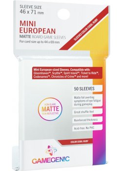 Gamegenic Board Game Sleeves: 46x71mm Matte Mini Europen - Color Code: Ruby